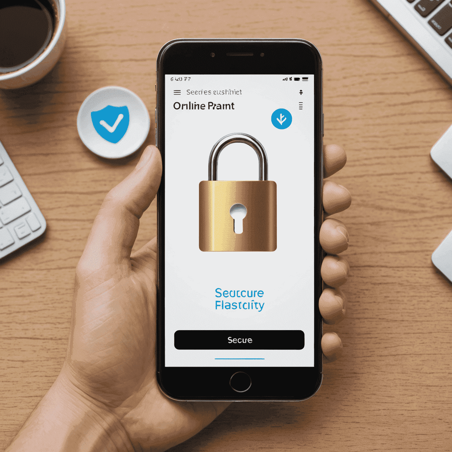 Secure lock icon overlaying a smartphone screen, representing enhanced online payment security