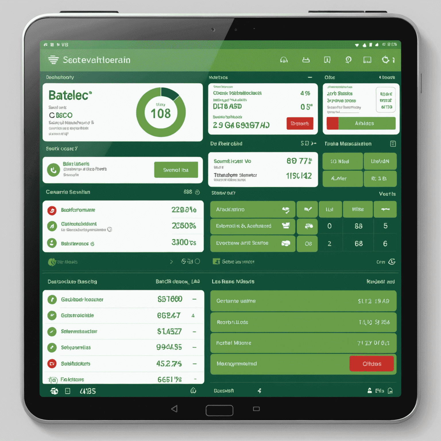 A dashboard showing the current status of various Batelco services, with green indicators for active services and maintenance notices